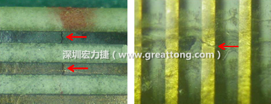 如果擔心這個方法可能對弄斷銅箔線路，也可以試著將銅箔線路旁沒有銅箔的位置切開，然后試著撕開剝離外層護膜(cover film)，達到相同的目的